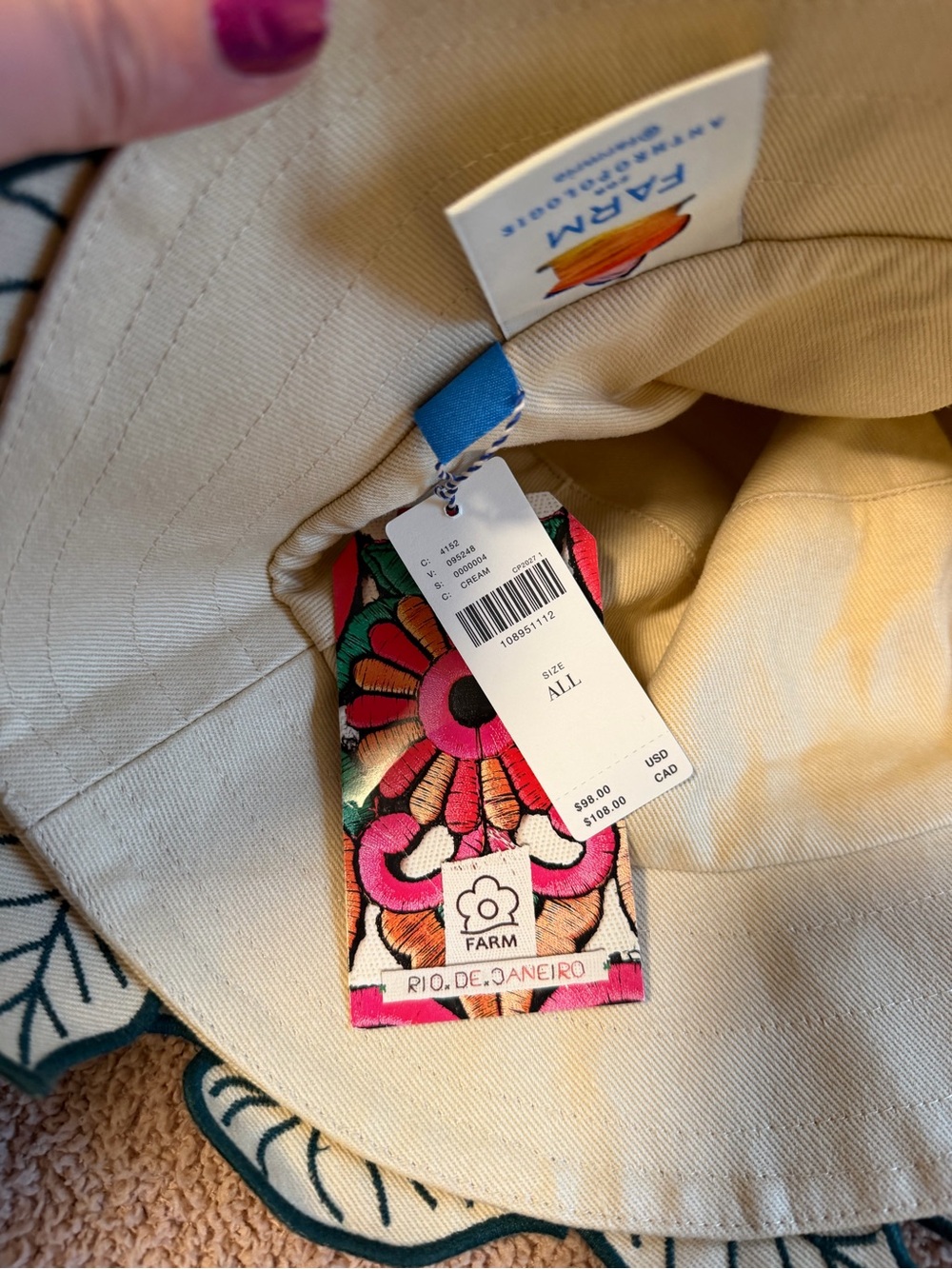 NWT FARM Rio Beige Bucket Hat - Picture 2 of 3
